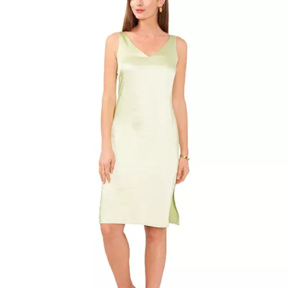 Elegant Satin Slip Dress in Light Green (NWT)